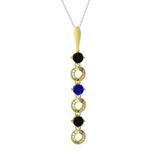 Leilani Kolye - Siyah zirkon ve lab safir 925 ayar altın kaplama gümüş kolye (40 cm beyaz altın rolo zincir) #11uwhtq