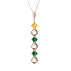 Leilani Kolye - Sitrin ve yeşil kuvars 925 ayar rose altın kaplama gümüş kolye (40 cm gümüş rolo zincir) #12p9w19