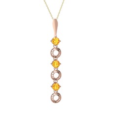 Leilani Kolye - Sitrin 14 ayar rose altın kolye (40 cm altın rolo zincir) #133vrl2