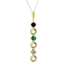 Leilani Kolye - Siyah zirkon, yeşil kuvars ve beyaz zirkon 8 ayar altın kolye (40 cm beyaz altın rolo zincir) #143s4ue