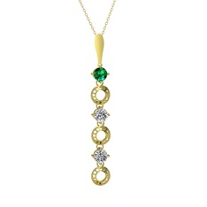Leilani Kolye - Yeşil kuvars ve beyaz zirkon 925 ayar altın kaplama gümüş kolye (40 cm altın rolo zincir) #15j2pt3