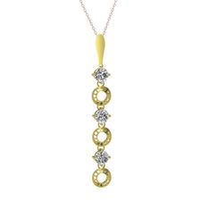 Leilani Kolye - Beyaz zirkon 925 ayar altın kaplama gümüş kolye (40 cm rose altın rolo zincir) #15pbn0x