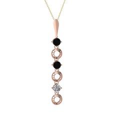 Leilani Kolye - Siyah zirkon ve beyaz zirkon 14 ayar rose altın kolye (40 cm gümüş rolo zincir) #1639ykd