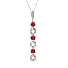 Leilani Kolye - Garnet 14 ayar beyaz altın kolye (40 cm beyaz altın rolo zincir) #16asmtm