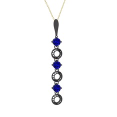 Leilani Kolye - Lab safir 925 ayar siyah rodyum kaplama gümüş kolye (40 cm altın rolo zincir) #197w3si