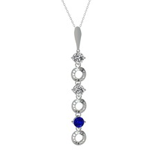 Leilani Kolye - Beyaz zirkon ve lab safir 925 ayar gümüş kolye (40 cm gümüş rolo zincir) #19v75rr