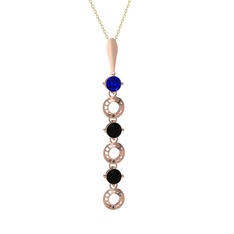 Leilani Kolye - Lab safir ve siyah zirkon 14 ayar rose altın kolye (40 cm altın rolo zincir) #1a98j6f
