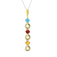 Leilani Kolye - Akuamarin, garnet ve sitrin 925 ayar altın kaplama gümüş kolye (40 cm beyaz altın rolo zincir) #1bh5pfx