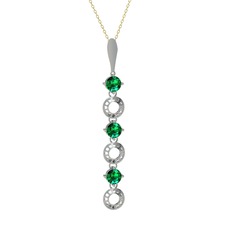 Leilani Kolye - Yeşil kuvars 925 ayar gümüş kolye (40 cm gümüş rolo zincir) #1bytnk3