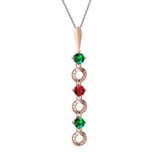 Leilani Kolye - Yeşil kuvars ve garnet 925 ayar rose altın kaplama gümüş kolye (40 cm gümüş rolo zincir) #1eii4q0