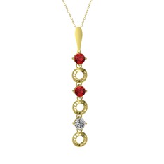 Leilani Kolye - Garnet ve beyaz zirkon 925 ayar altın kaplama gümüş kolye (40 cm altın rolo zincir) #1f0v8z4