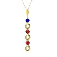 Leilani Kolye - Lab safir ve garnet 925 ayar altın kaplama gümüş kolye (40 cm gümüş rolo zincir) #1g0lswg