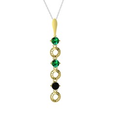 Leilani Kolye - Yeşil kuvars ve siyah zirkon 925 ayar altın kaplama gümüş kolye (40 cm beyaz altın rolo zincir) #1gg5ox2