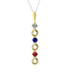 Leilani Kolye - Beyaz zirkon, lab safir ve garnet 14 ayar altın kolye (40 cm gümüş rolo zincir) #1h0aick