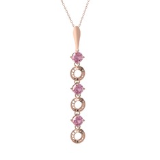 Leilani Kolye - Pembe kuvars 14 ayar rose altın kolye (40 cm rose altın rolo zincir) #1h16s9r