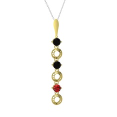Leilani Kolye - Siyah zirkon ve garnet 14 ayar altın kolye (40 cm gümüş rolo zincir) #1i58s2n
