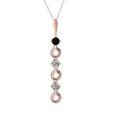 Leilani Kolye - Siyah zirkon ve beyaz zirkon 8 ayar rose altın kolye (40 cm rose altın rolo zincir) #1i6301b