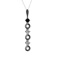 Leilani Kolye - Siyah zirkon ve beyaz zirkon 925 ayar siyah rodyum kaplama gümüş kolye (40 cm beyaz altın rolo zincir) #1id7gki