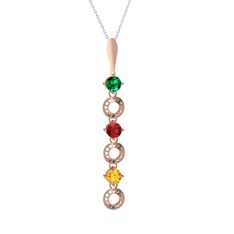 Leilani Kolye - Yeşil kuvars, garnet ve sitrin 14 ayar rose altın kolye (40 cm beyaz altın rolo zincir) #1mnmjwg