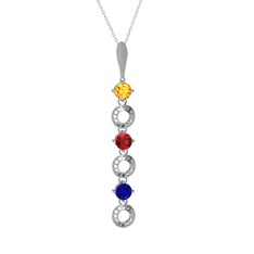Leilani Kolye - Sitrin, garnet ve lab safir 925 ayar gümüş kolye (40 cm gümüş rolo zincir) #1nrdeql