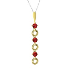 Garnet 14 ayar altın kolye (40 cm beyaz altın rolo zincir)