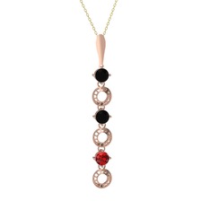 Leilani Kolye - Siyah zirkon ve garnet 14 ayar rose altın kolye (40 cm altın rolo zincir) #1qjuq0r
