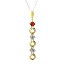 Leilani Kolye - Garnet ve beyaz zirkon 925 ayar altın kaplama gümüş kolye (40 cm rose altın rolo zincir) #1sx7z0a