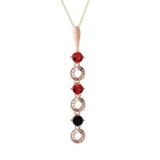 Leilani Kolye - Garnet ve siyah zirkon 14 ayar rose altın kolye (40 cm altın rolo zincir) #1u8yq94