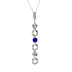 Leilani Kolye - Beyaz zirkon ve lab safir 925 ayar gümüş kolye (40 cm gümüş rolo zincir) #1w9x1jx