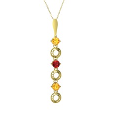 Sitrin ve garnet 14 ayar altın kolye (40 cm altın rolo zincir)