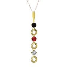Leilani Kolye - Siyah zirkon, garnet ve beyaz zirkon 925 ayar altın kaplama gümüş kolye (40 cm rose altın rolo zincir) #3rztvf