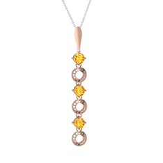 Leilani Kolye - Sitrin 14 ayar rose altın kolye (40 cm beyaz altın rolo zincir) #55oo91
