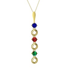 Leilani Kolye - Lab safir, garnet ve yeşil kuvars 925 ayar altın kaplama gümüş kolye (40 cm altın rolo zincir) #5bj4rh