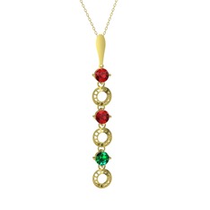 Leilani Kolye - Garnet ve yeşil kuvars 14 ayar altın kolye (40 cm altın rolo zincir) #6sjfen