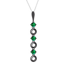 Leilani Kolye - Yeşil kuvars 925 ayar siyah rodyum kaplama gümüş kolye (40 cm beyaz altın rolo zincir) #8r0aa6