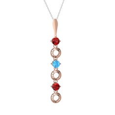 Leilani Kolye - Garnet ve akuamarin 14 ayar rose altın kolye (40 cm gümüş rolo zincir) #8wa6u5