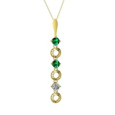Leilani Kolye - Yeşil kuvars ve beyaz zirkon 925 ayar altın kaplama gümüş kolye (40 cm altın rolo zincir) #9nytp4