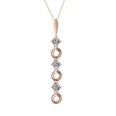 Leilani Kolye - Beyaz zirkon 14 ayar rose altın kolye (40 cm altın rolo zincir) #b0w7xd