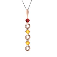 Leilani Kolye - Garnet ve sitrin 14 ayar rose altın kolye (40 cm gümüş rolo zincir) #ba24ct