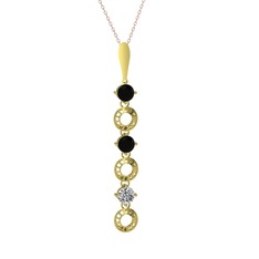 Leilani Kolye - Siyah zirkon ve beyaz zirkon 8 ayar altın kolye (40 cm gümüş rolo zincir) #bie4as