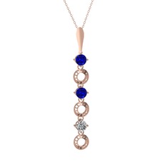 Leilani Kolye - Lab safir ve beyaz zirkon 925 ayar rose altın kaplama gümüş kolye (40 cm gümüş rolo zincir) #boxaw4
