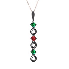 Leilani Kolye - Yeşil kuvars ve garnet 925 ayar siyah rodyum kaplama gümüş kolye (40 cm rose altın rolo zincir) #bva6fy