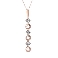 Leilani Kolye - Beyaz zirkon 8 ayar rose altın kolye (40 cm gümüş rolo zincir) #bz7xtb