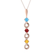 Leilani Kolye - Akuamarin, garnet ve sitrin 8 ayar rose altın kolye (40 cm gümüş rolo zincir) #ekoncf