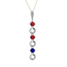 Leilani Kolye - Garnet ve lab safir 14 ayar beyaz altın kolye (40 cm gümüş rolo zincir) #ipuhp6