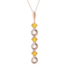 Leilani Kolye - Sitrin 8 ayar rose altın kolye (40 cm gümüş rolo zincir) #iw23l9