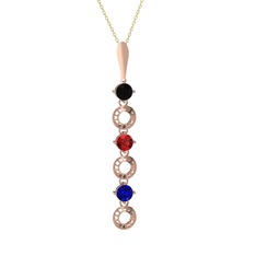 Leilani Kolye - Siyah zirkon, garnet ve lab safir 925 ayar rose altın kaplama gümüş kolye (40 cm altın rolo zincir) #j3pnn5