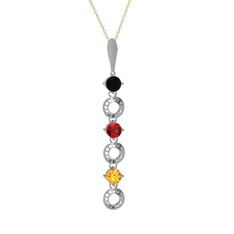 Leilani Kolye - Siyah zirkon, garnet ve sitrin 925 ayar gümüş kolye (40 cm altın rolo zincir) #j8motq