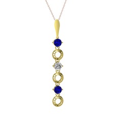 Leilani Kolye - Lab safir ve beyaz zirkon 14 ayar altın kolye (40 cm rose altın rolo zincir) #jbxnt3