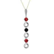 Leilani Kolye - Garnet ve siyah zirkon 14 ayar beyaz altın kolye (40 cm altın rolo zincir) #jqvs90